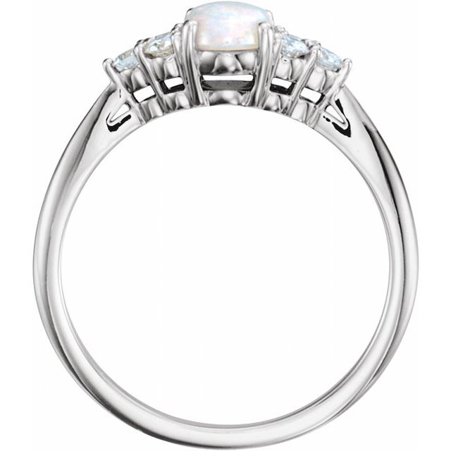 Natural White Opal & 1/6 CTW Natural Diamond Ring