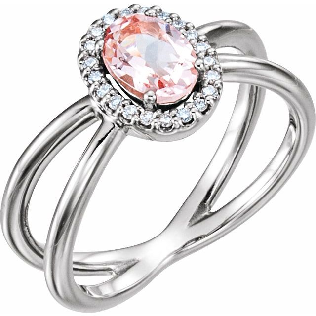 Natural Pink Morganite & .08 CTW Natural Diamond Ring