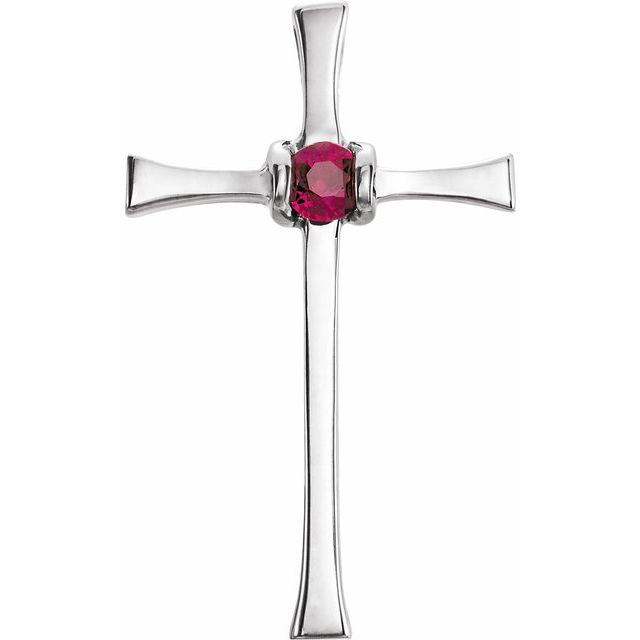 Round Natural Ruby Cross Pendant