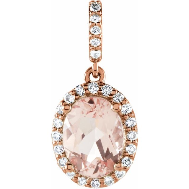 Oval Natural Pink Morganite & 1/6 CTW Natural Diamond Pendant