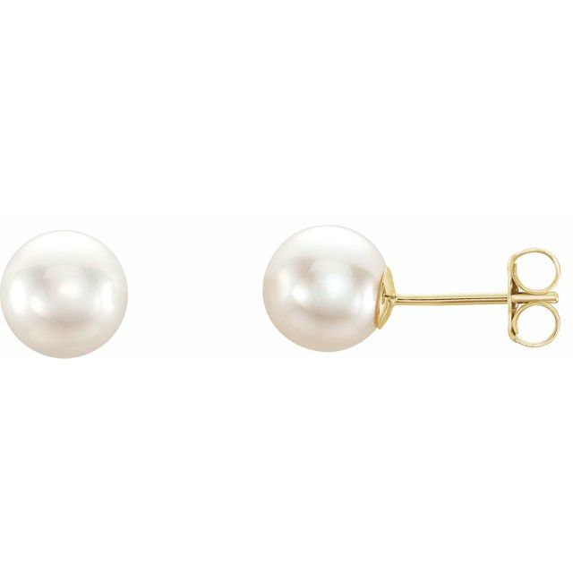 7mm Cultured White Akoya Pearl Earrings