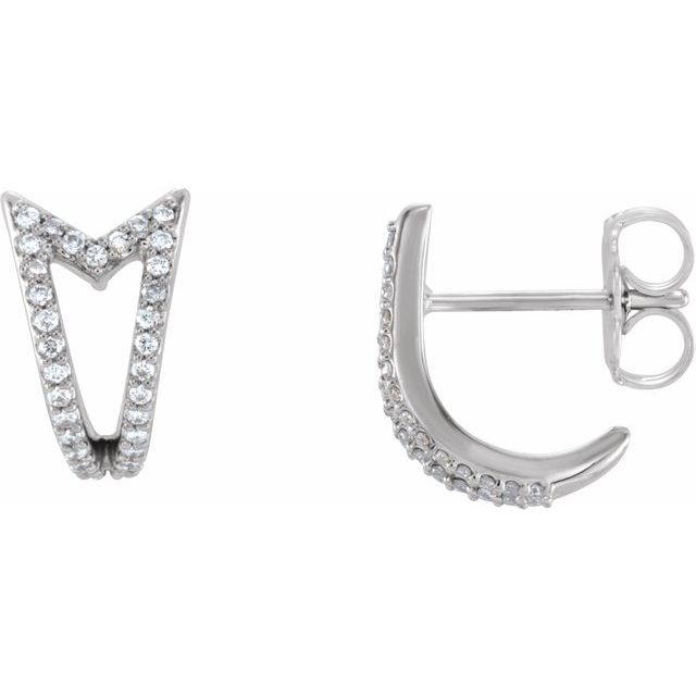 Round 1/6 CTW Natural Diamond Geometric J-Hoop Earrings