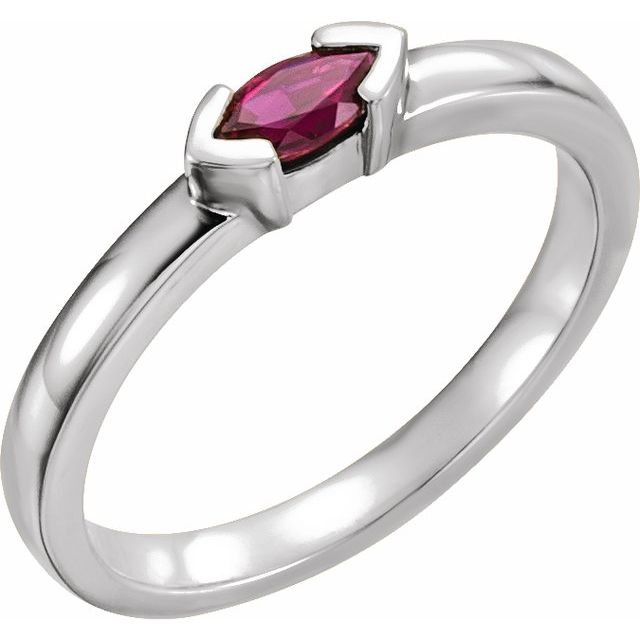 Marquise Natural Pink Tourmaline Family Stackable Ring