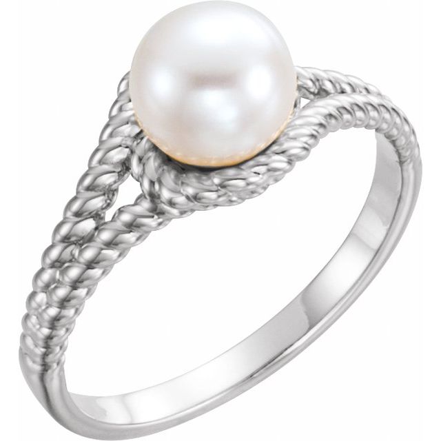 7mm White Freshwater Pearl Rope Ring