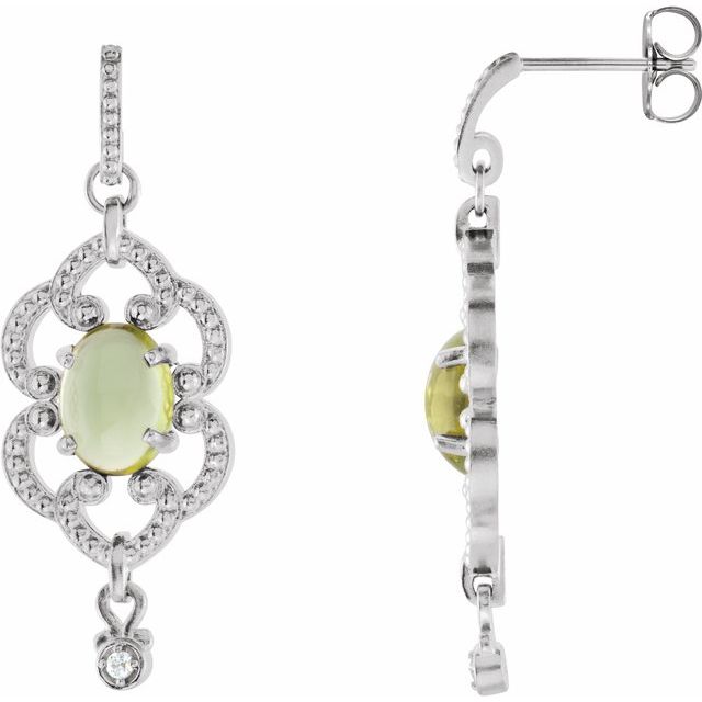 Oval Natural Peridot & .03 CTW Natural Diamond Earrings