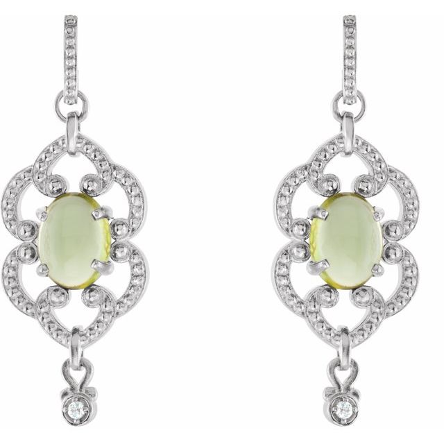 Oval Natural Peridot & .03 CTW Natural Diamond Earrings
