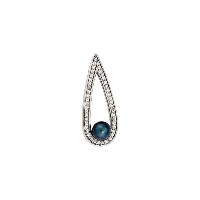 Cultured Black Akoya Pearl & 1/2 CTW Natural Diamond Pendant