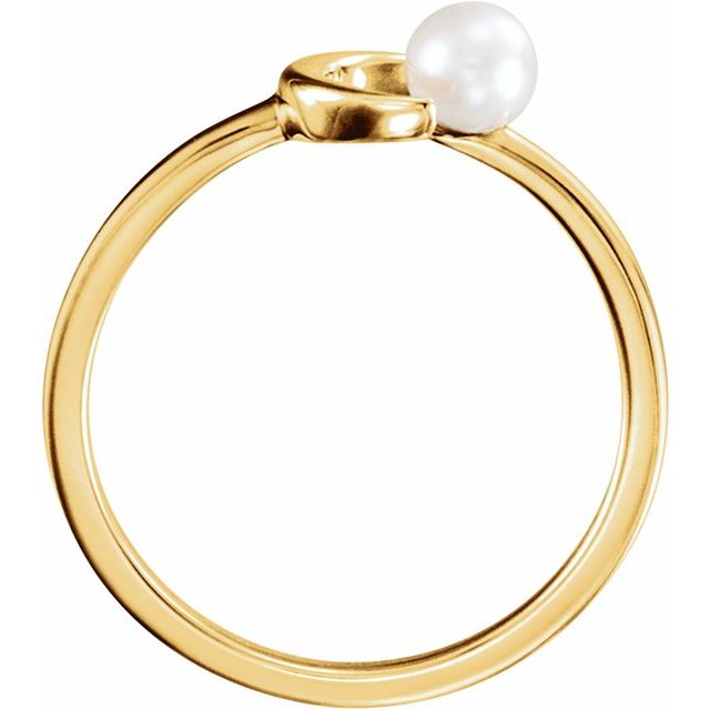 Cultured White Freshwater Pearl Crescent Moon Ring