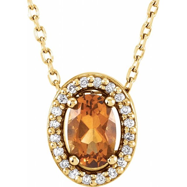 Oval Natural Citrine & .05 CTW Natural Diamond Necklace