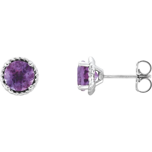 Round Amethyst Rope Earrings
