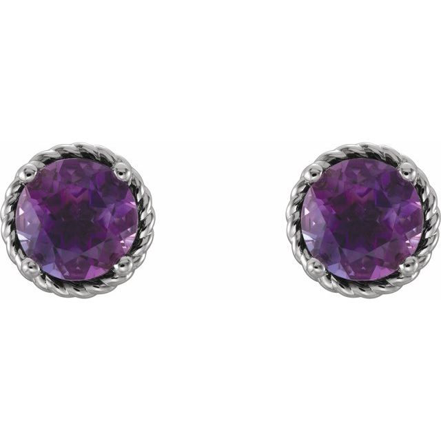 Round Amethyst Rope Earrings
