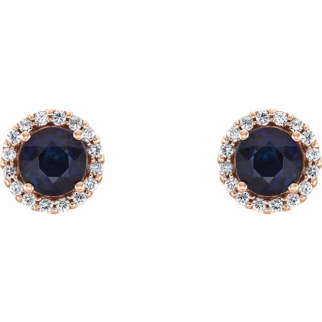 Round 4mm Lab-Grown Blue Sapphire & 1/10 CTW Natural Diamond Earrings