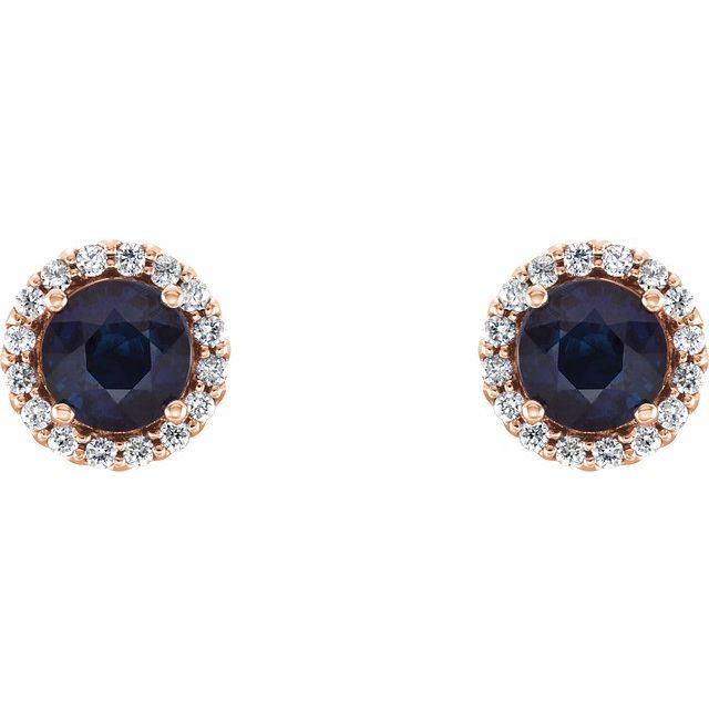 Round 3mm Lab-Grown Blue Sapphire & 1/10 CTW Natural Diamond Earrings