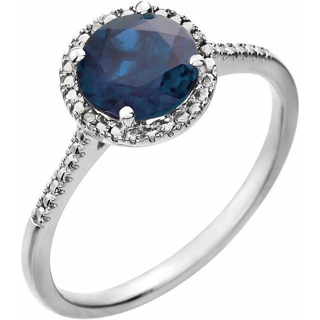 Lab-Grown Blue Sapphire & .01 CTW Natural Diamond Ring