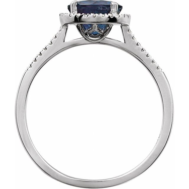 Lab-Grown Blue Sapphire & .01 CTW Natural Diamond Ring