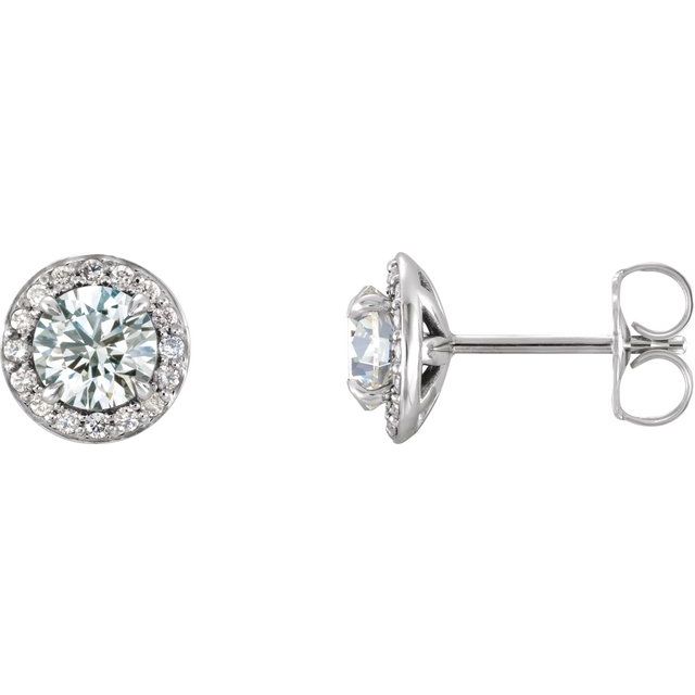Round 4mm Natural White Sapphire & 1/10 CTW Natural Diamond Earrings