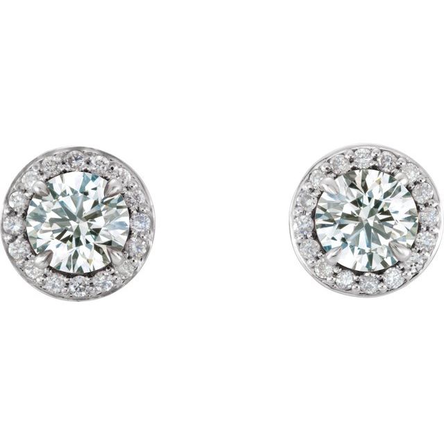 Round 3.5mm Natural White Sapphire & 1/8 CTW Natural Diamond Earrings
