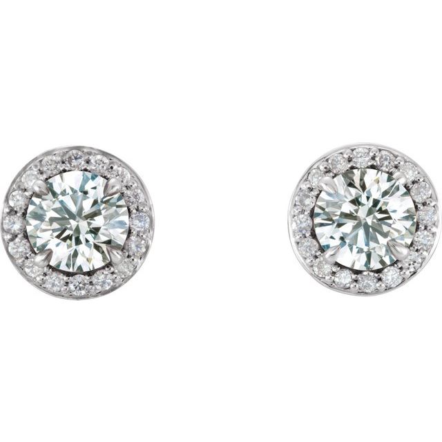 Round 4mm Natural White Sapphire & 1/10 CTW Natural Diamond Earrings