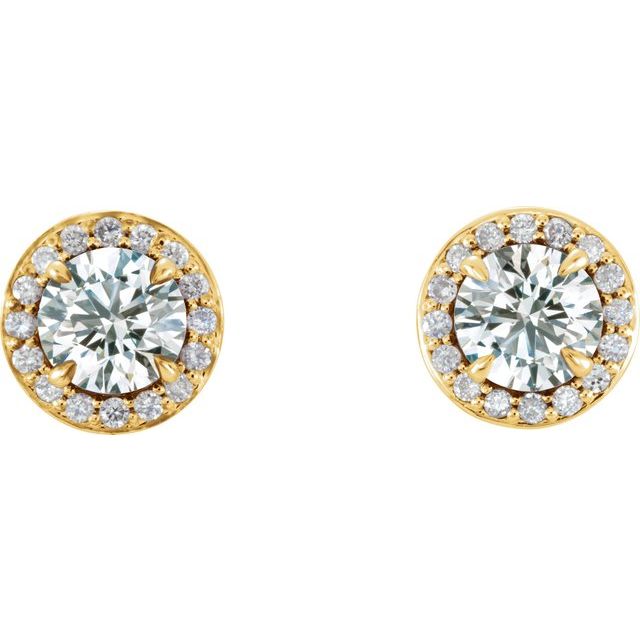Round 5mm Natural White Sapphire & 1/8 CTW Natural Diamond Earrings
