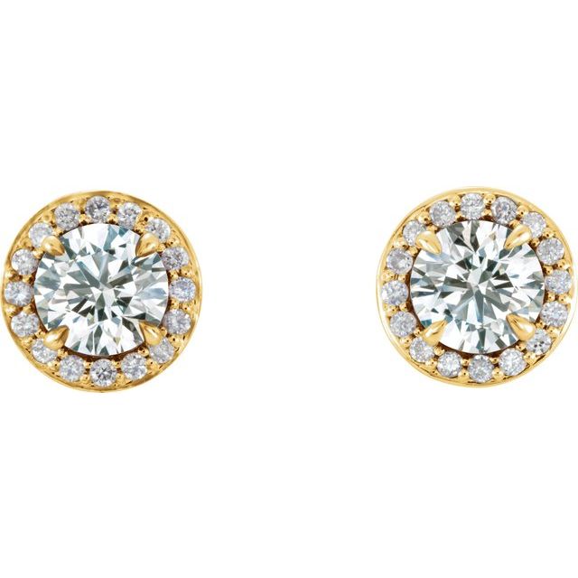 Round 4mm Natural White Sapphire & 1/10 CTW Natural Diamond Earrings
