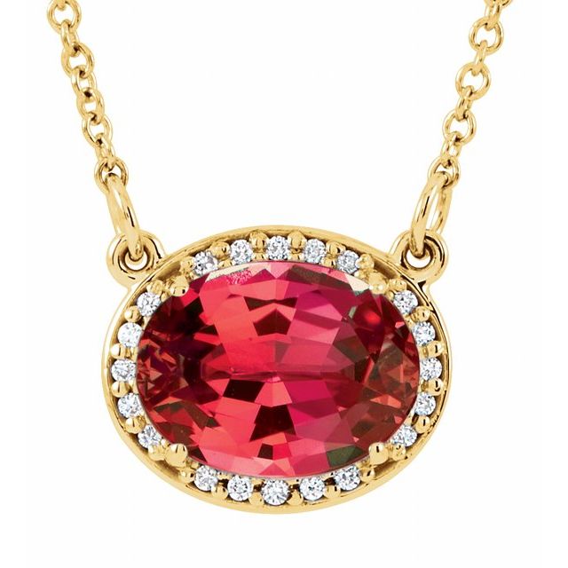 Oval Natural Ruby & .05 CTW Natural Diamond 16.5" Necklace