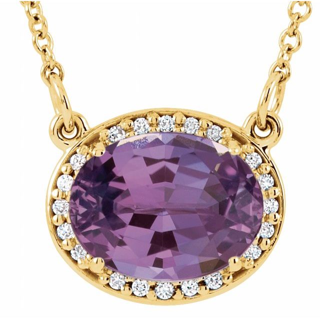 Oval Natural Amethyst & .05 CTW Natural Diamond 16.5" Necklace