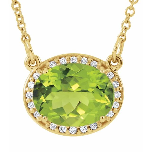 Oval Natural Peridot & .05 CTW Natural Diamond 16.5" Necklace