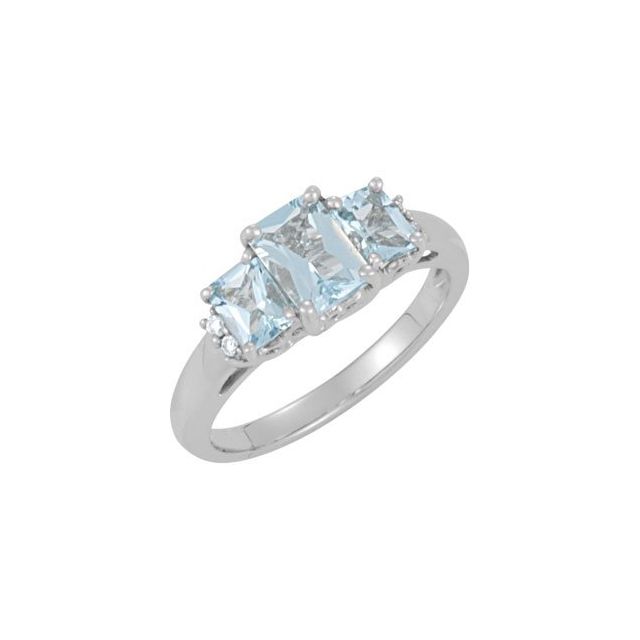 Radiant Natural Aquamarine & .05 CTW Natural Diamond Ring