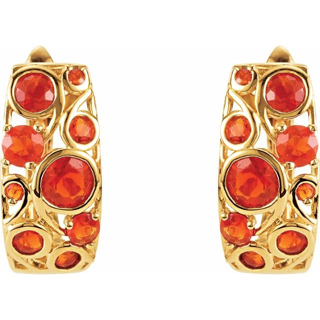 Natural Mexican Fire Opal Hoop Earrings