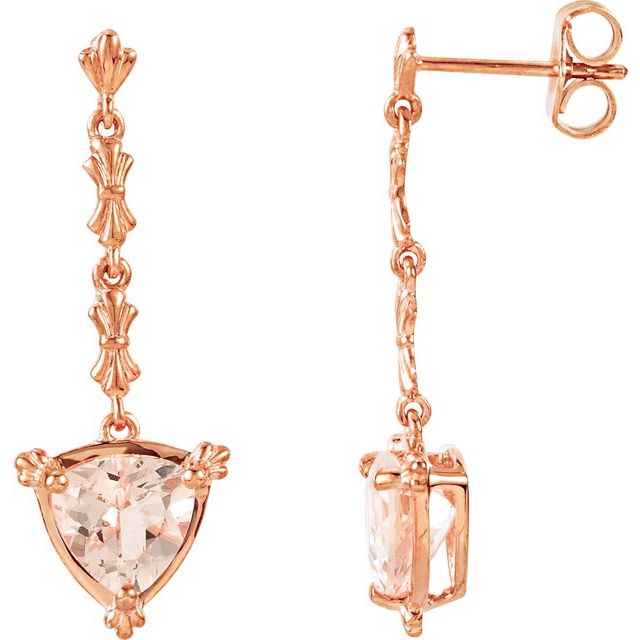 Trillion Natural Pink Morganite Vintage-Inspired Earrings