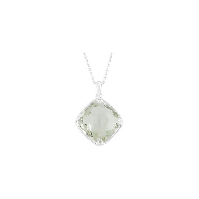 Cushion 16x16mm Natural Green Quartz Necklace