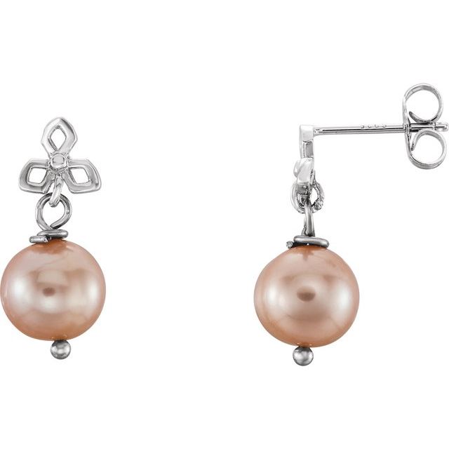 Cultured Pink Freshwater Pearl Dangle Earrings