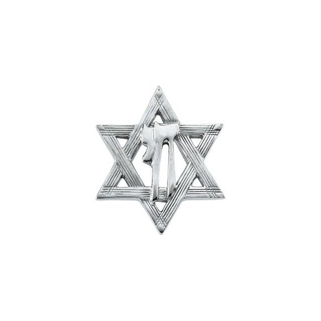 23.25x20.25mm Star of David Chai Lapel Pin