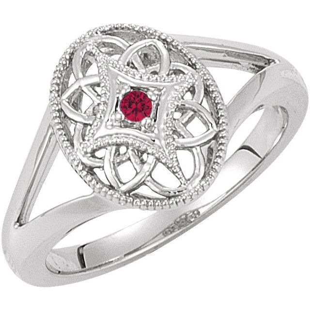 Natural Ruby Granulated Filigree Ring