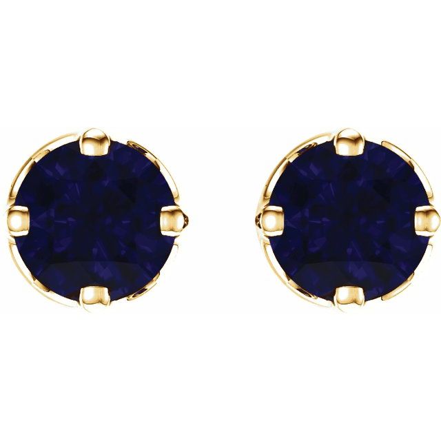 6mm Round Lab-Grown Blue Sapphire Woven-Design Earrings