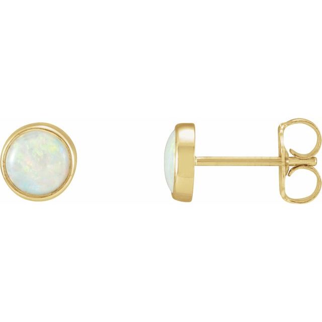 Round Natural Opal Earring