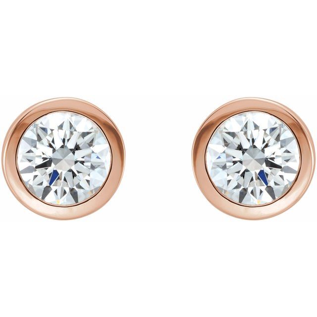 Round Natural White Sapphire Bezel-Set Earrings