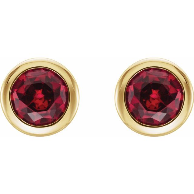 Round Lab-Grown Ruby Bezel-Set Earrings