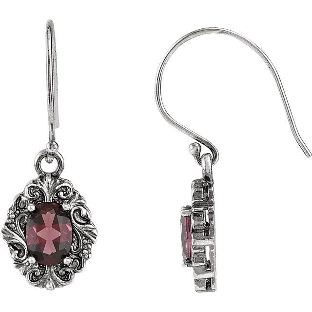 Oval Natural Rhodolite Garnet Earrings
