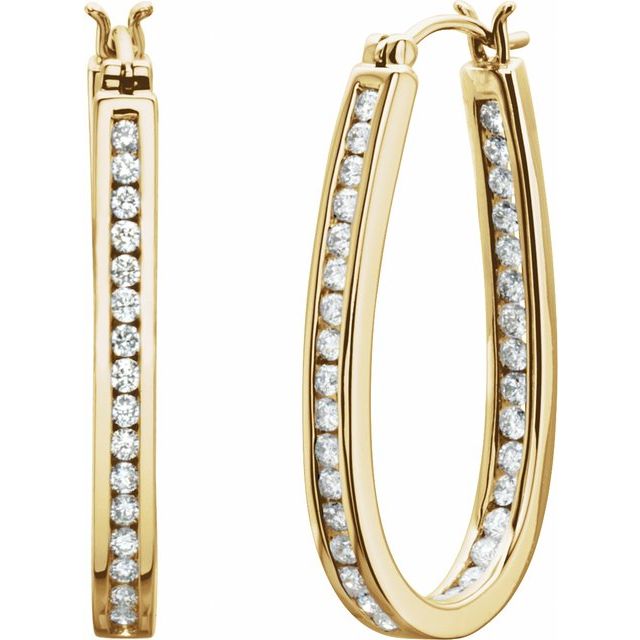 Round 30mm 1 CTW Natural Diamond Inside-Outside Hoop Earrings