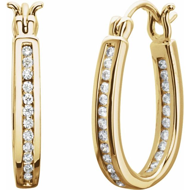 Round 13.7mm 1/3 CTW Natural Diamond Inside-Outside Hoop Earrings