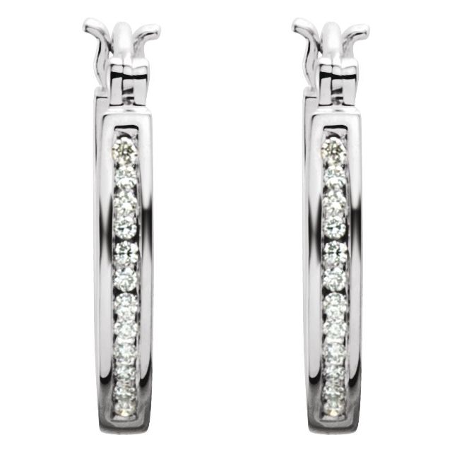 Round 13mm 1/4 CTW Natural Diamond Inside-Outside Hoop Earrings