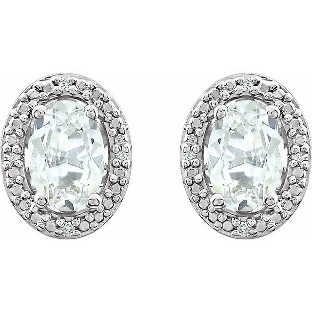 Oval Lab-Grown White Sapphire & .025 CTW Natural Diamond Earrings
