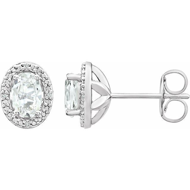 Oval Lab-Grown White Sapphire & .025 CTW Natural Diamond Earrings