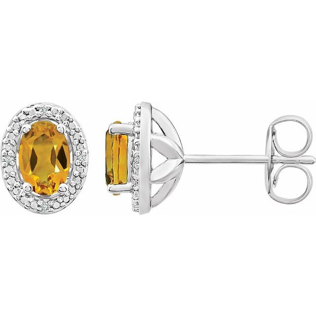 Oval Natural Citrine & .025 CTW Natural Diamond Earrings