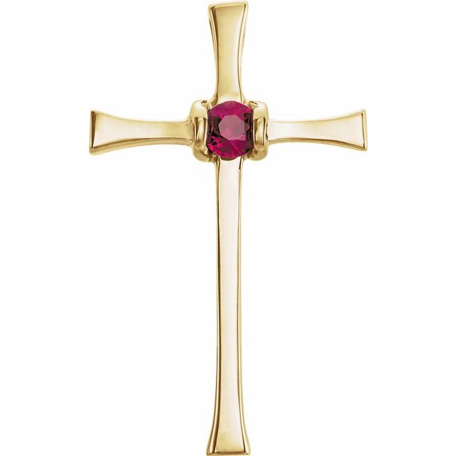 Round Natural Ruby Cross Pendant