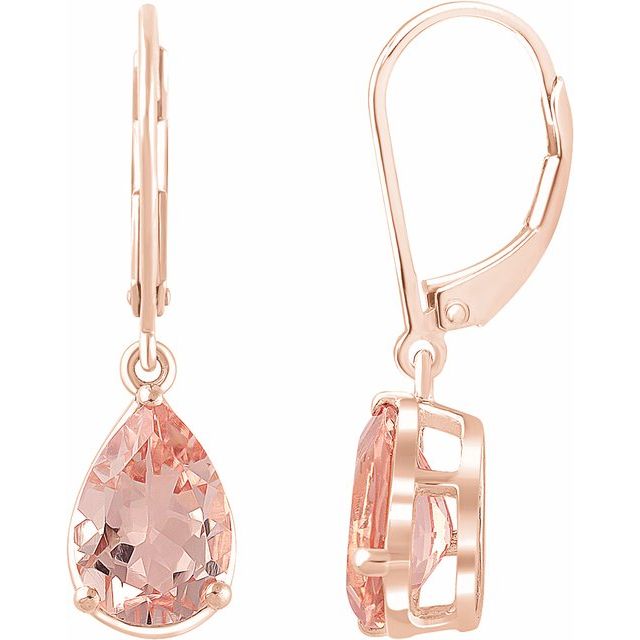 Pear Natural Pink Morganite Earrings