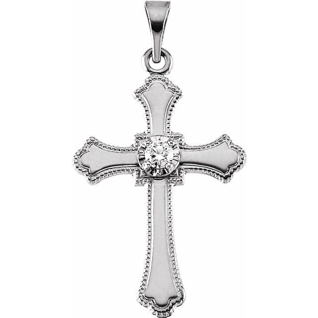 .03 CT Natural Diamond Cross Necklace