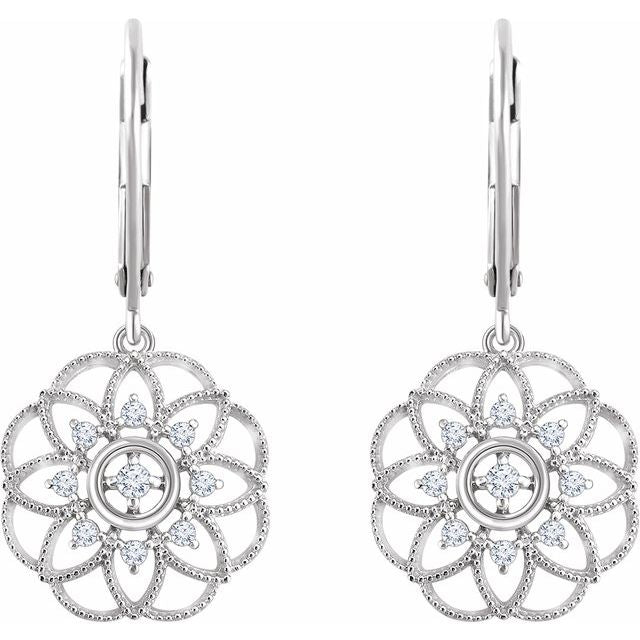Round 1/5 CTW Natural Diamond Granulated Filigree Earrings