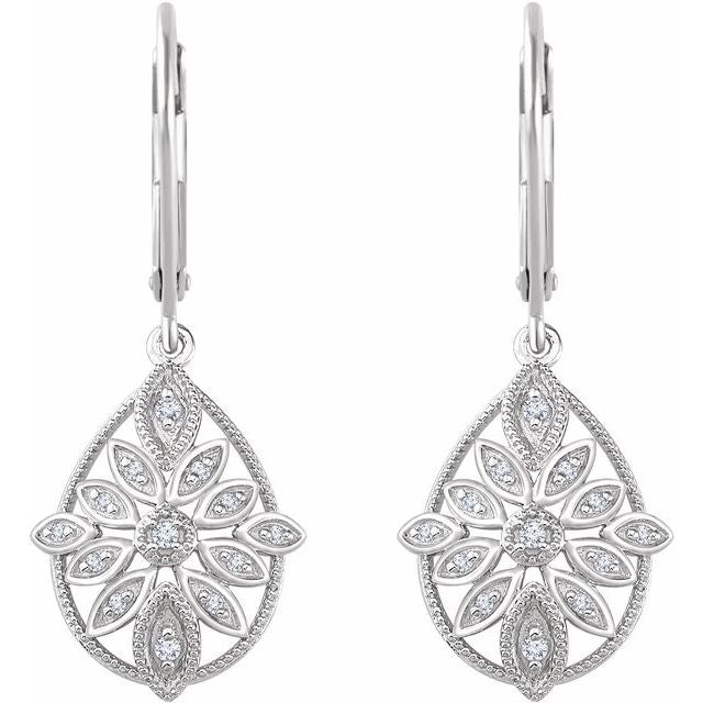 Round 1/6 CTW Natural Diamond Granulated Filigree Earrings
